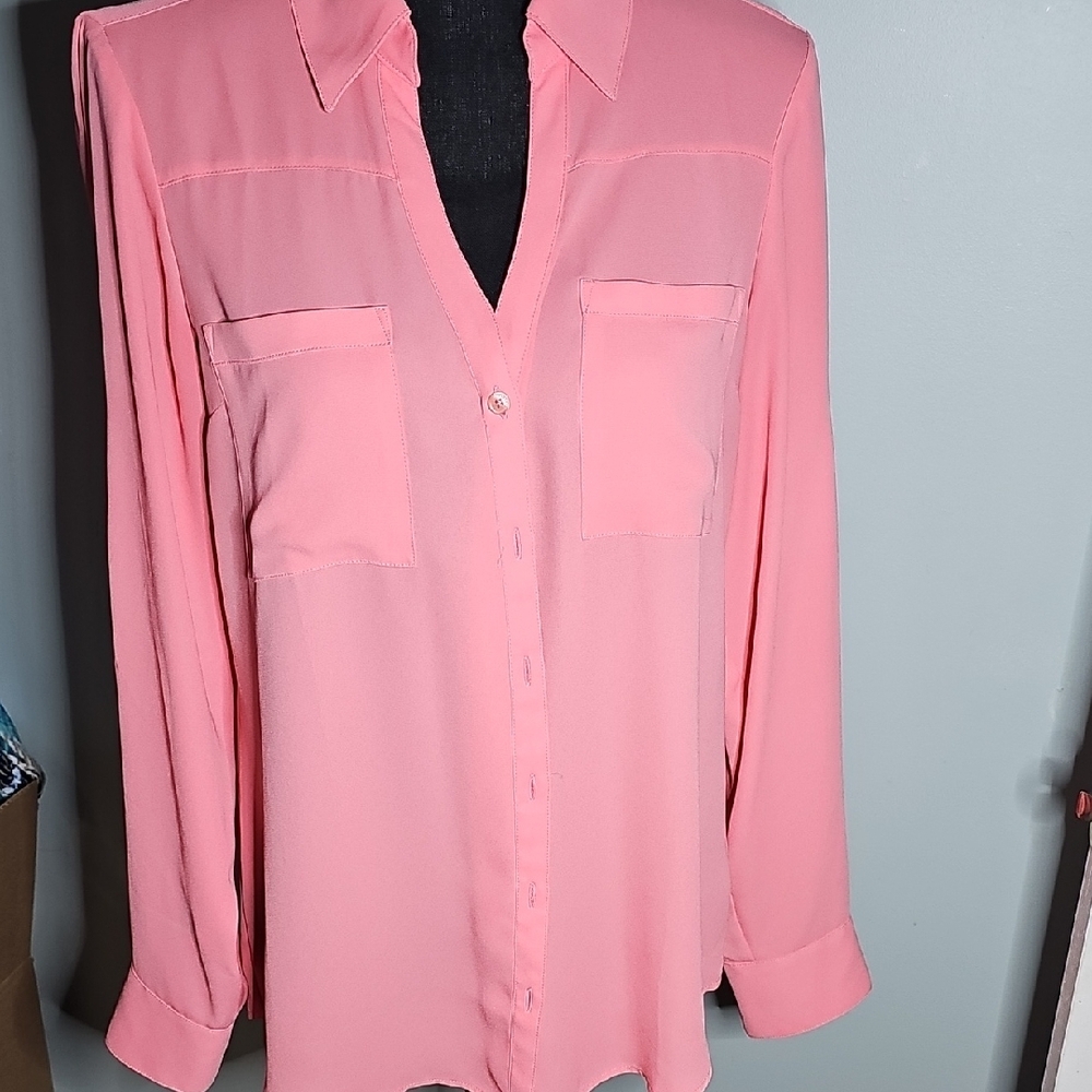 Women's Pink Button-Up Blouse